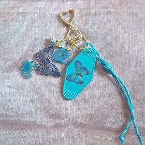 Turquoise Butterfly Charm Bag Charm Keychain